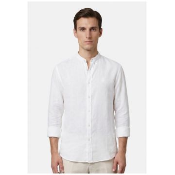 Camasa uni cu guler henley - Alb