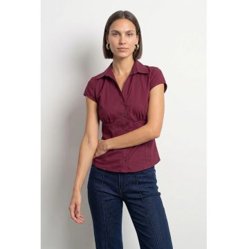 Camasi dama -  camasa cambrata - detaliu tip nod - visiniu - bumbac