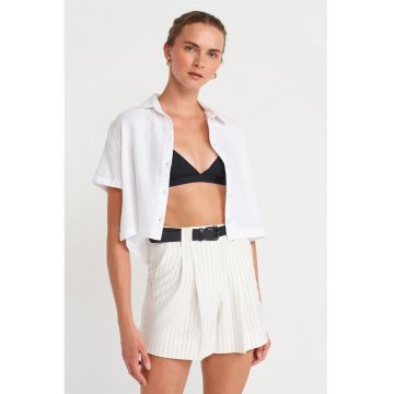 Camasi dama -  camasa scurta - alb - amestec bumbac si in