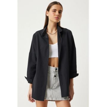 Camasi dama - Happiness Istanbul - camasa supradimensionata - neagra - bumbac