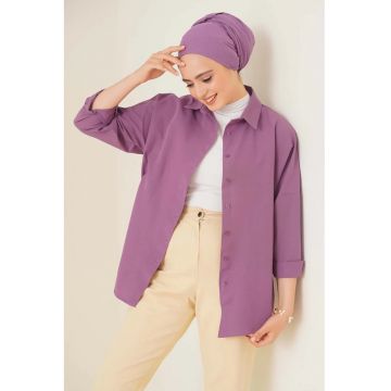Camasi dama -  Relaxed Fit - mov lila - bumbac
