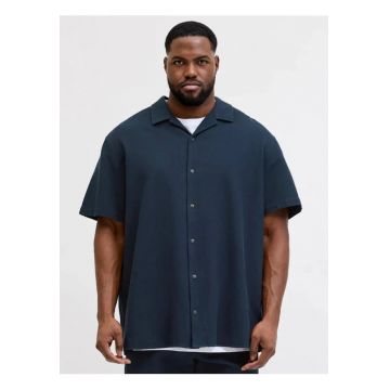 Plus Camasa Waffle - barbati big sizes - Resort Shirt - Albastru