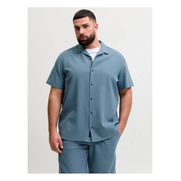 Plus Camasa Waffle - barbati big sizes - Resort Shirt - Albastru inchis