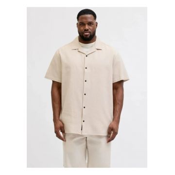 Plus Camasa Waffle - barbati big sizes - Resort Shirt - Bej