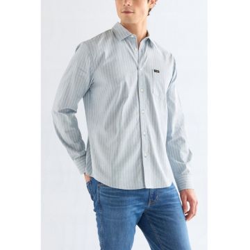 Camasa Barbati -  1 Pkt Shirt - Marime XL - Compozitie Material 100% Bumbac - Croi Regular Fit - Inchidere Nasturi - Numar Buzunare 1 - Albastru
