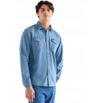 Camasa Barbati -  Camasa Western - Marime M - Croi Regular Fit - Stil Drept - Inchidere Capse - Numar De Buzunare 2 - Albastru