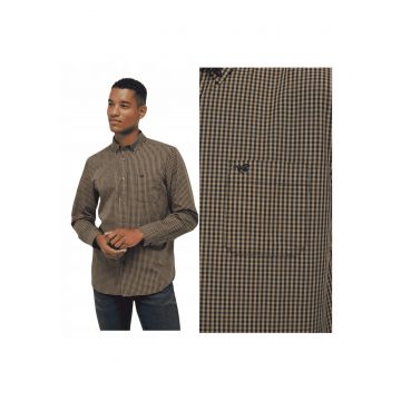 Camasa Barbati -  Chester Gingham - Maro - Bumbac - Design Clasic Casual - Material Premium Confortabil - Maneca Lunga - Inchidere Cu Nasturi - Maro inchis