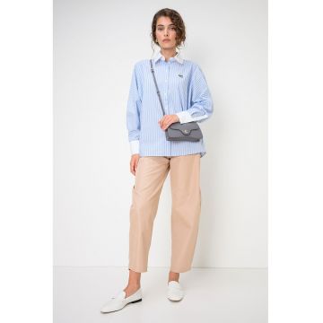 Camasa cu model in dungi si detaliu cu logo pe piept - Alb/Albastru