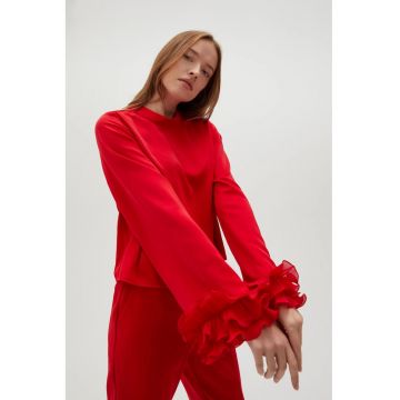 Camasa cu volane pe maneci  Z-KO-4529 - Rosu