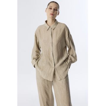 Camasa lejera cu aplicatii stralucitoare - Maro taupe deschis/Maro camel