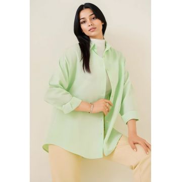 Camasa -  poplin - croiala lejera - verde - bumbac-poliester -