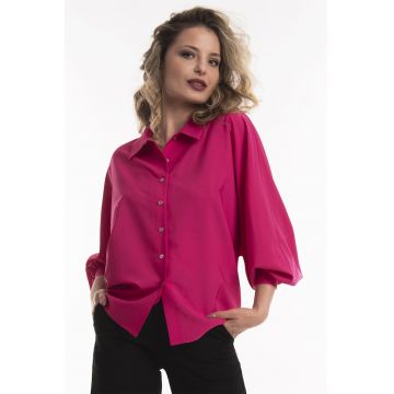 Camasa supradimensionata cu maneci liliac - Fucsia