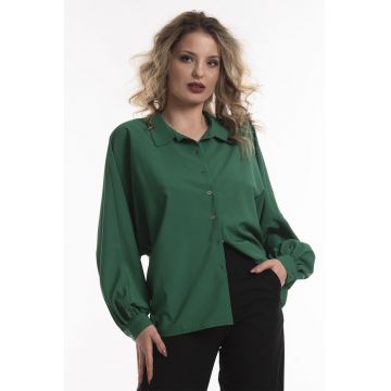 Camasa supradimensionata cu maneci liliac - Verde inchis