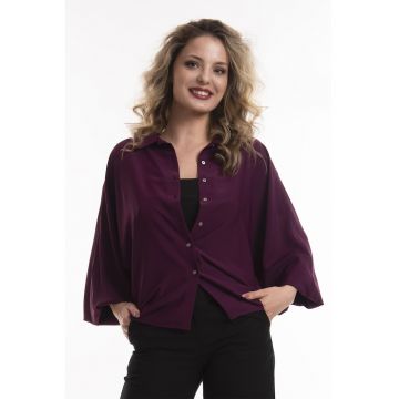 Camasa supradimensionata cu maneci liliac - Violet tyrian